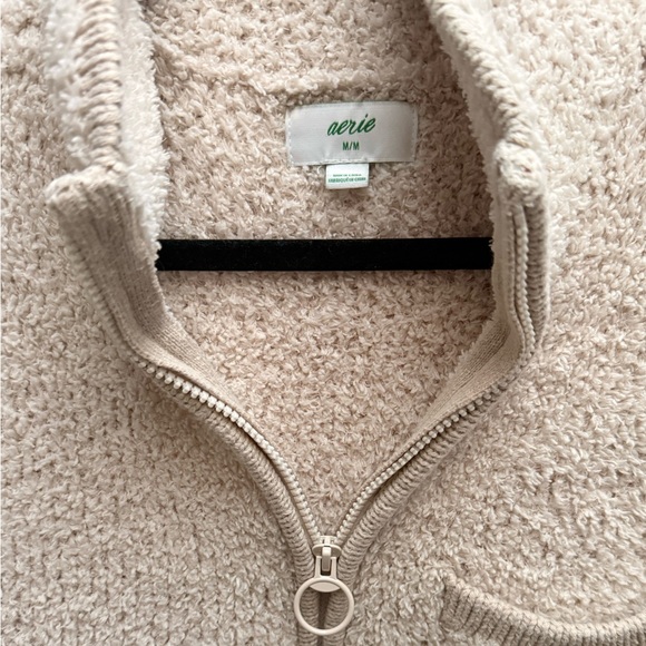 BNWOT Aerie Cream Teddy Quarter-Zip Jacket - Picture 3 of 7